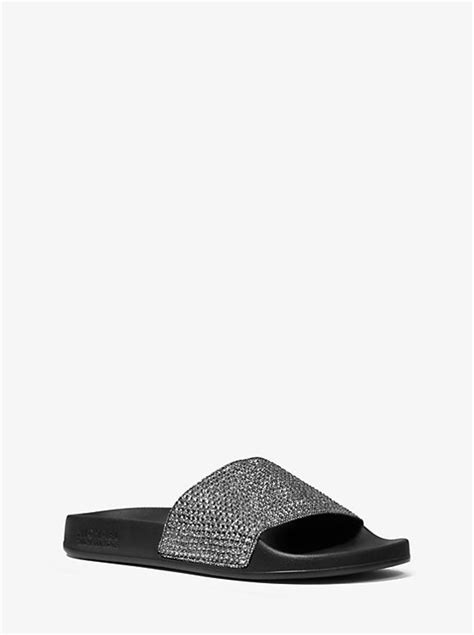 michael kors gilmore crystal embellished slide sandal|Michael Kors gilmore slide sandals.